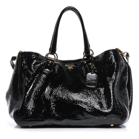 PRADA Vernice Shopping Tote Black 52872 